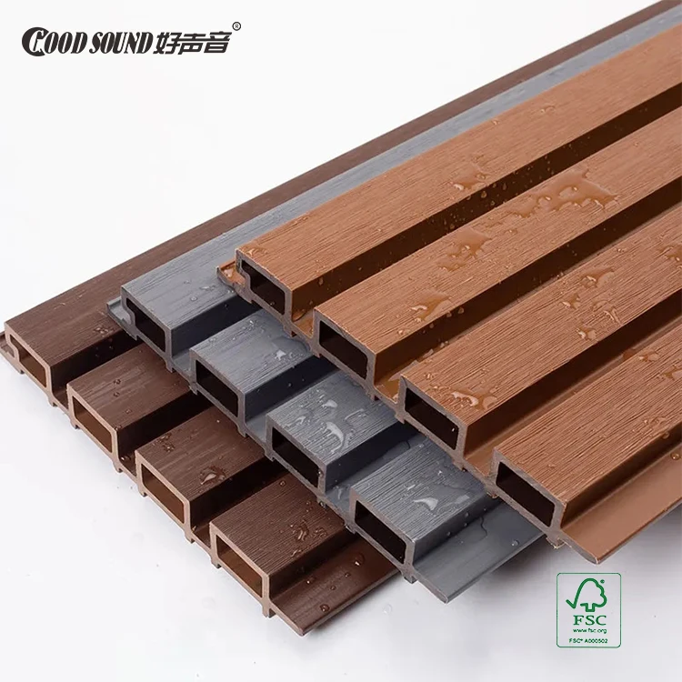 GoodSound Wooden Grain Lamin Waterproof Outdoor Fluted Wpc Indoor Wall Panel For External Cladding 590*2900Mm