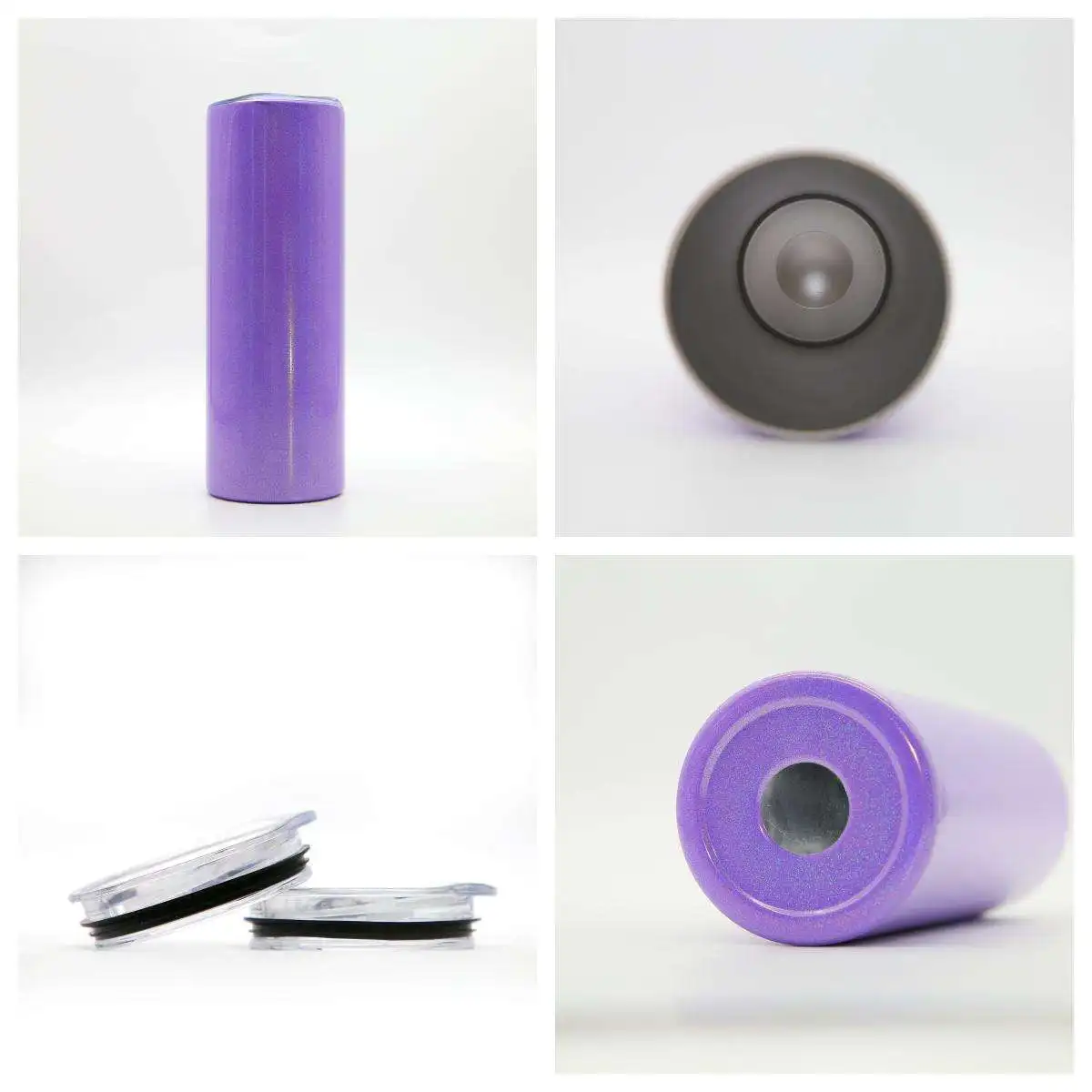 USA Warehouse Stock White 20oz Straight Skinny Sublimation Blanks Stainless Steel Tumblers Cups with Straw and Rubber Bottom