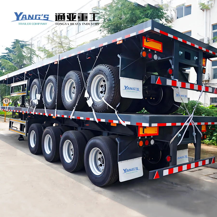 15 Meters Equipment 40tons 60tons Used 3 Axle 80ton 40ft Container Semi Truck Trailer Flatbed Trailers For Sale