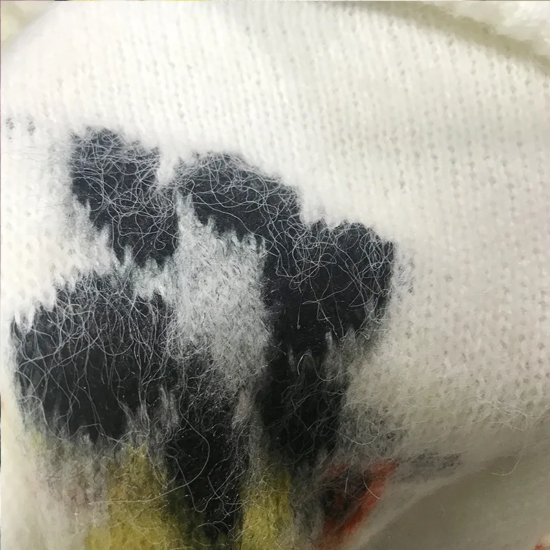 oem sweater Custom make mohair 7gg jacquard knit crew neck floral sweater women autumn winter mohair sweater custom for ladies