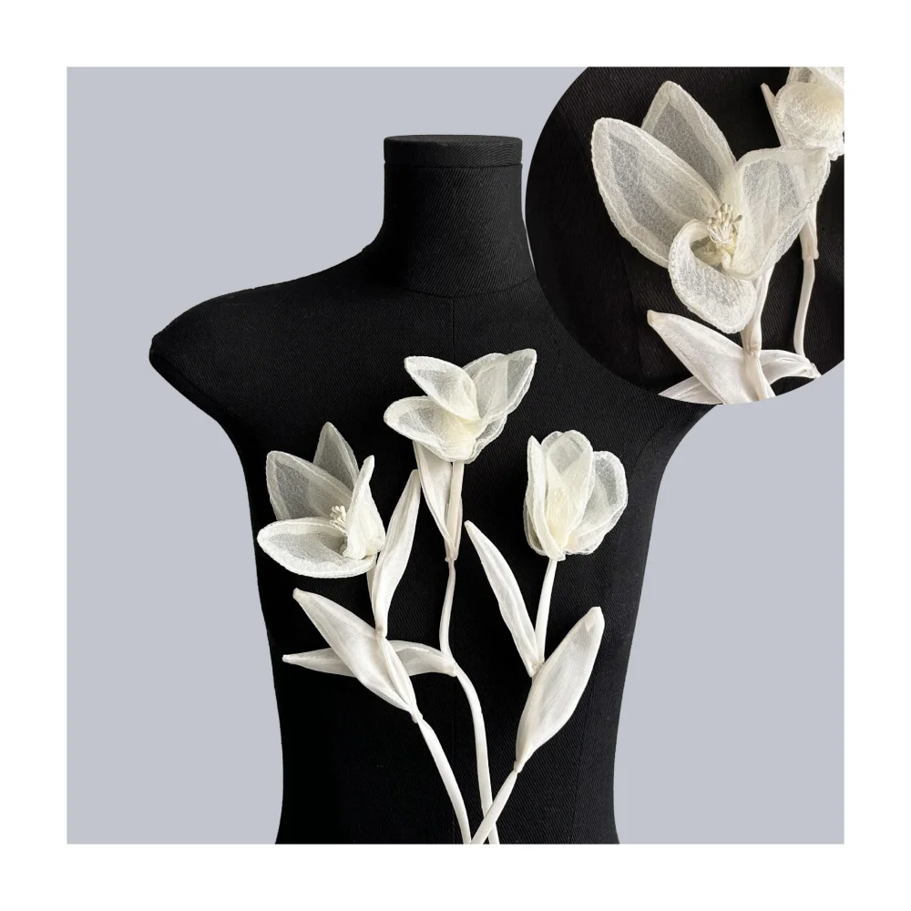 affinity design custom lace stickers decals Handmade 3D magnolia flower bridal applique sew on patches