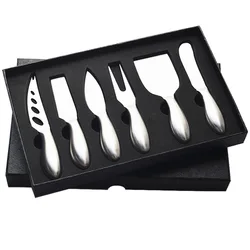 Amazon Hot Selling 6pcs Unique Cheese Knife Tool Set Stainless Steel Kitchen Gadgets Cheese Knives With Gift Box