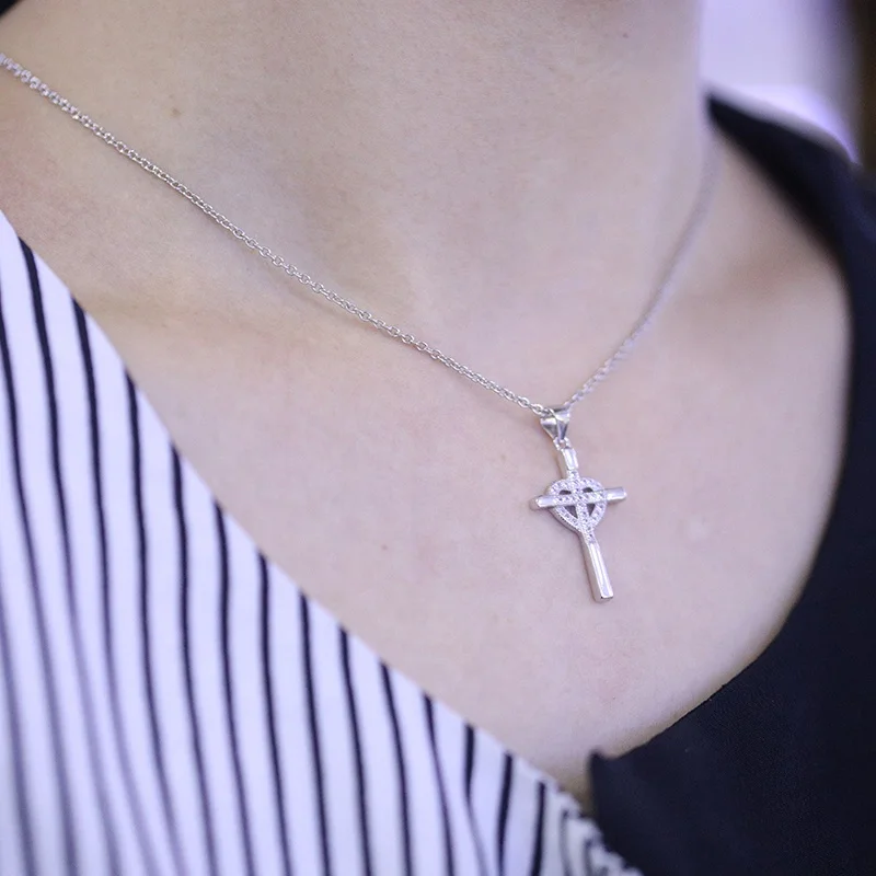 minimalist silver pendant Christian Heart with Cross Pendant 925 sterling silver