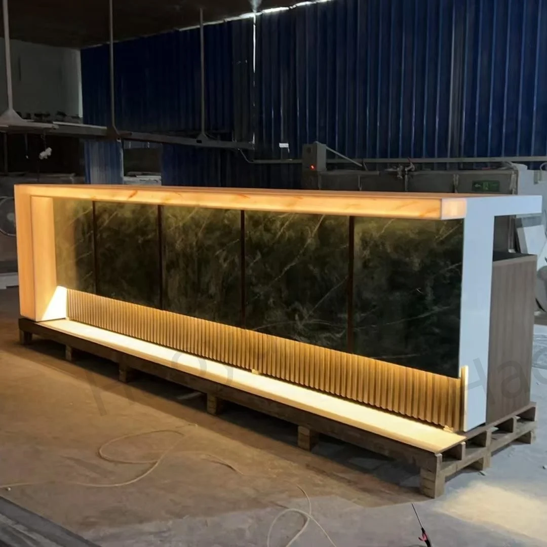 Bar club furniture set modern luxury ktv cafe fast food restaurant bar counter design led plastic bar table counter for home