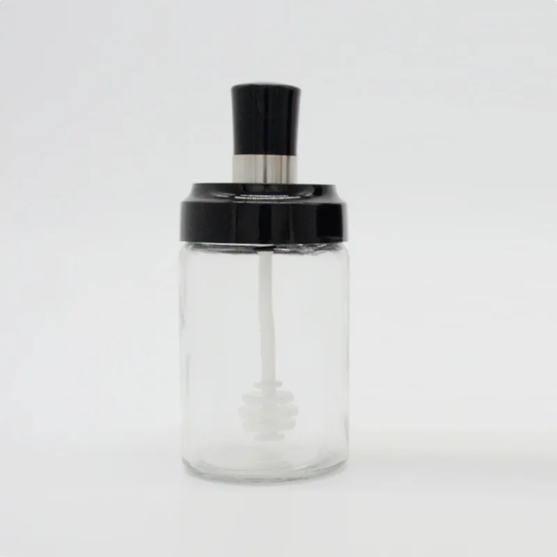 Wholesale custom 250ml glass condiments nordic seasoning spice liquid bottle jar with spoon