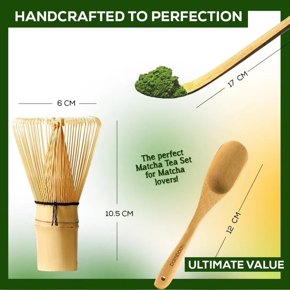 Custom Logo Wholesale 100%Natural Handmade Bamboo Matcha Whisk Set-Matcha Whisk Traditional Scoop Tea Spoon