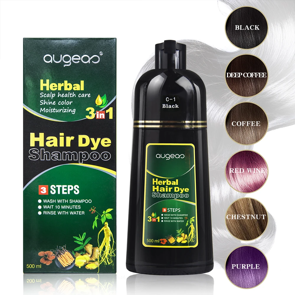 OEM factory 500ml cover grey hair hair color shampoo 7 colorful fashion ammonia free magic permanent herbal hair dye shampoo