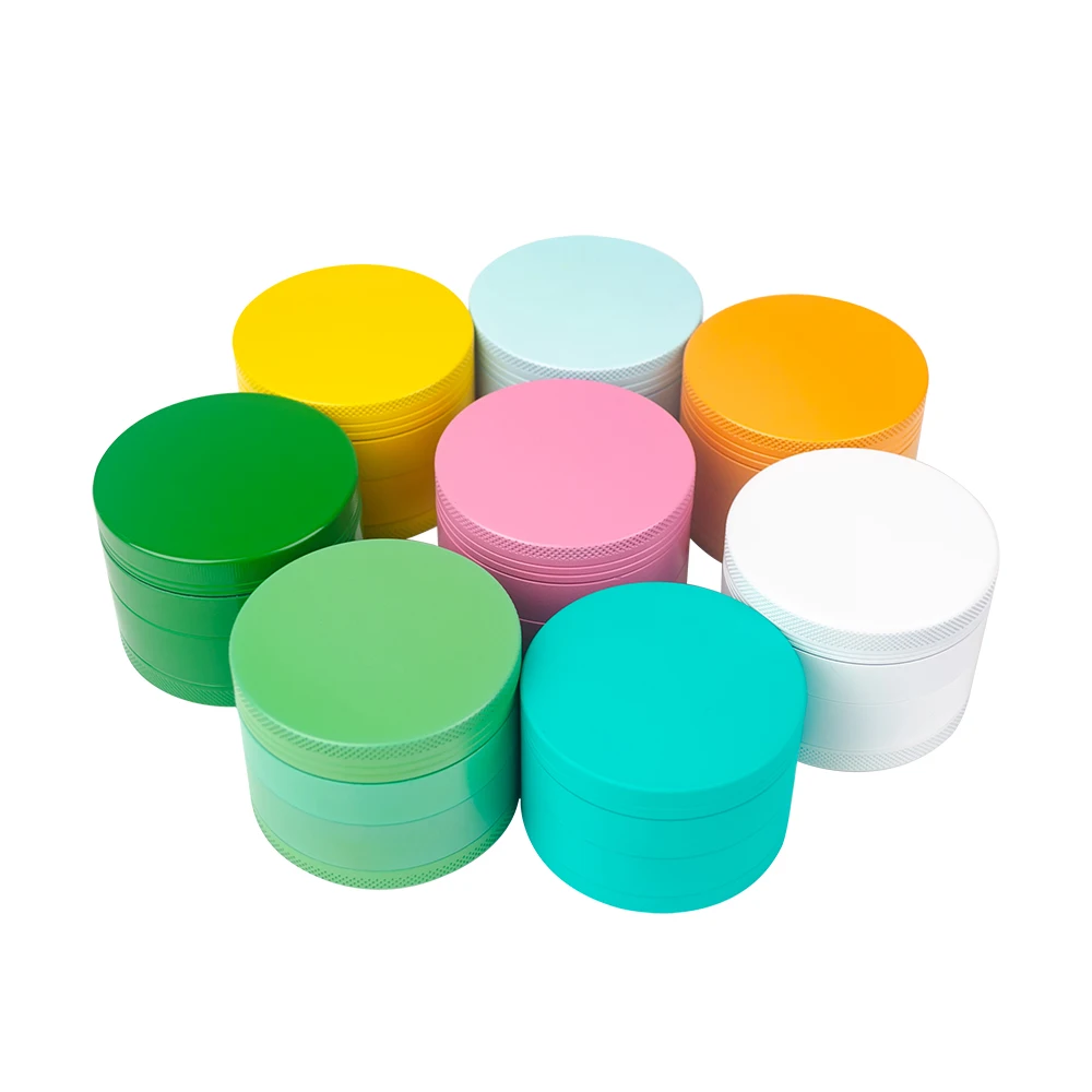 Wholesale 4 layers Candy colors zinc alloy herb grinder 2.5inch 63mm silicone coating herb grinder custom logo