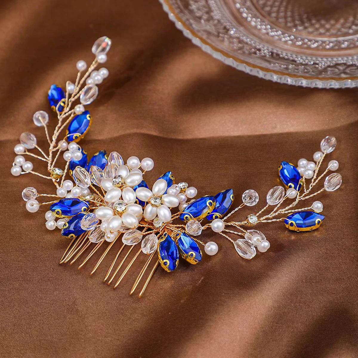 Handmade Clear Small Hair Combs For Wedding Rhinestone Hair Clips Mermaid Wedding Dress
