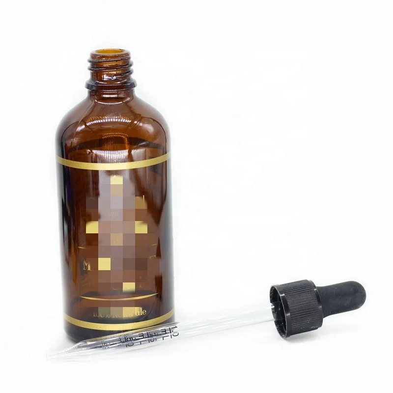 
Custom hot stamping european dropper essential oil glass bottle 100ml amber bottles 