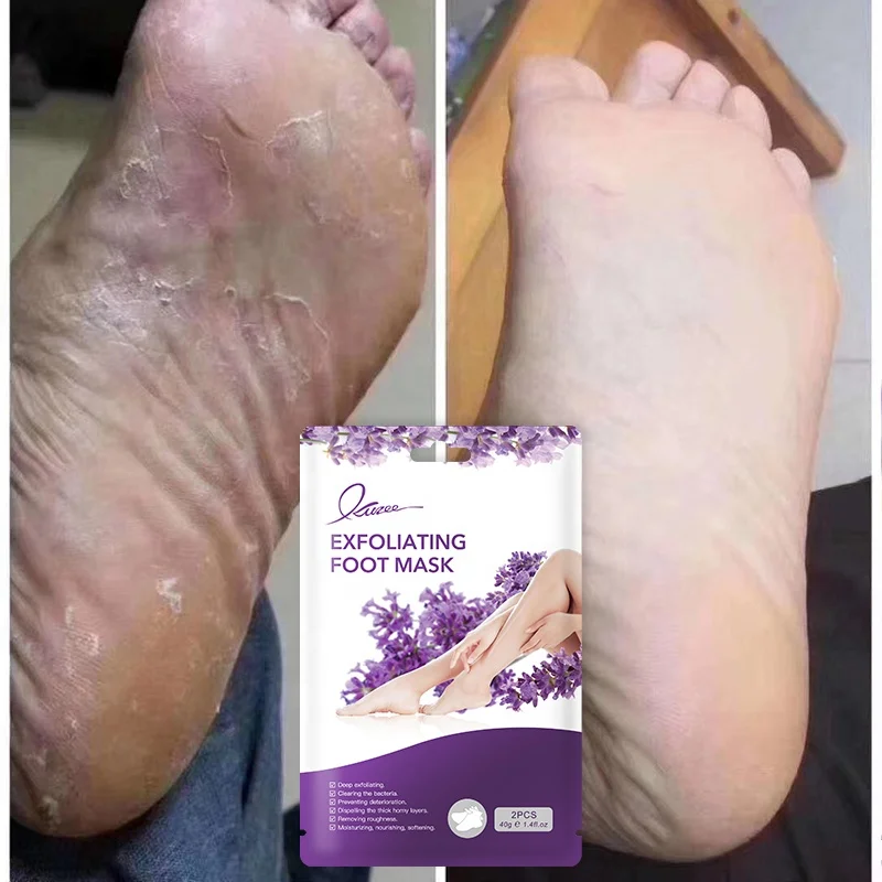 Private Label Vegan Natural Organic Remove Dead Skin Cuticles Heel Peeling Exfoliating Lavender Foot Mask