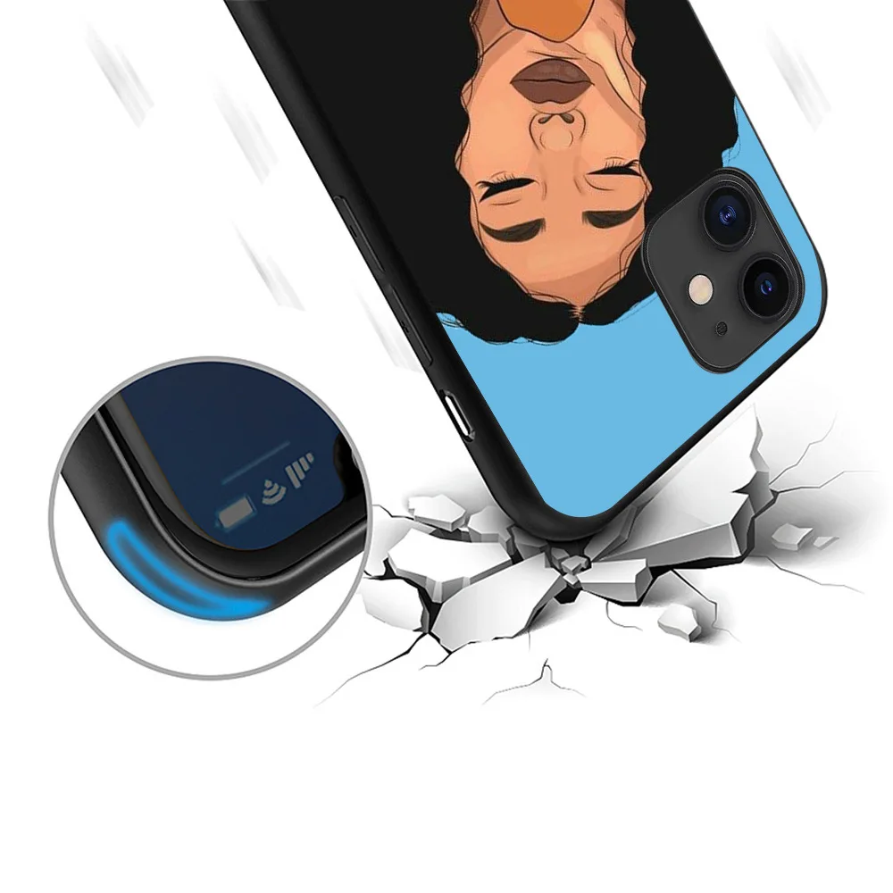 Cute Black GIrl Aba Fashion Soft Tpu Protection Phone Case For Iphone X XR 11 12 13 Pro Max 7 8 Plus Shockproof Phone Cover