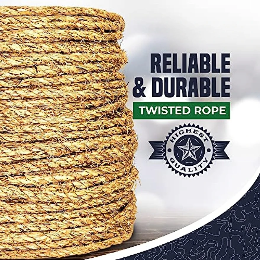 Twisted Manila Rope Natural 3 Strand Fiber Hemp Rope for Indoor and Outdoor Use Multipurpose Manila Rope for Crafts DIY