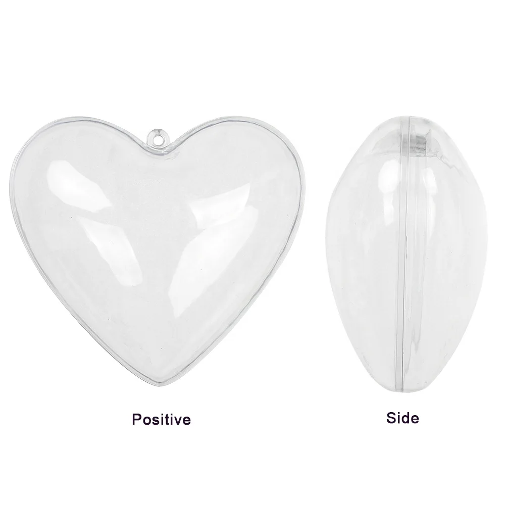 Transparent Heart Shape Balls Plastic Fillable Baubles Wedding Party New Year Ornament Hanging Spheres Christmas Tree Home Decor