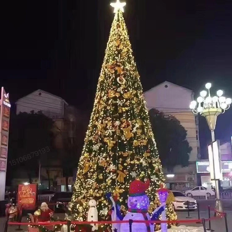 ANPU Decor Outdoor Artificial Giant Lighted 30FT 40FT 50FT 60FT Xmas Tree Stand 10m 12m 15m 20m Christmas Tree with Lights