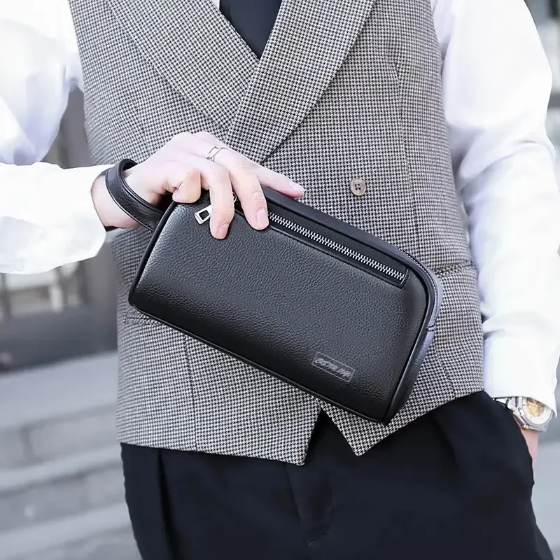 2024 Business Casual Waterproof PU Leather Handbag Password Lock Anti  Large Capacity Business Hand Bag For Men