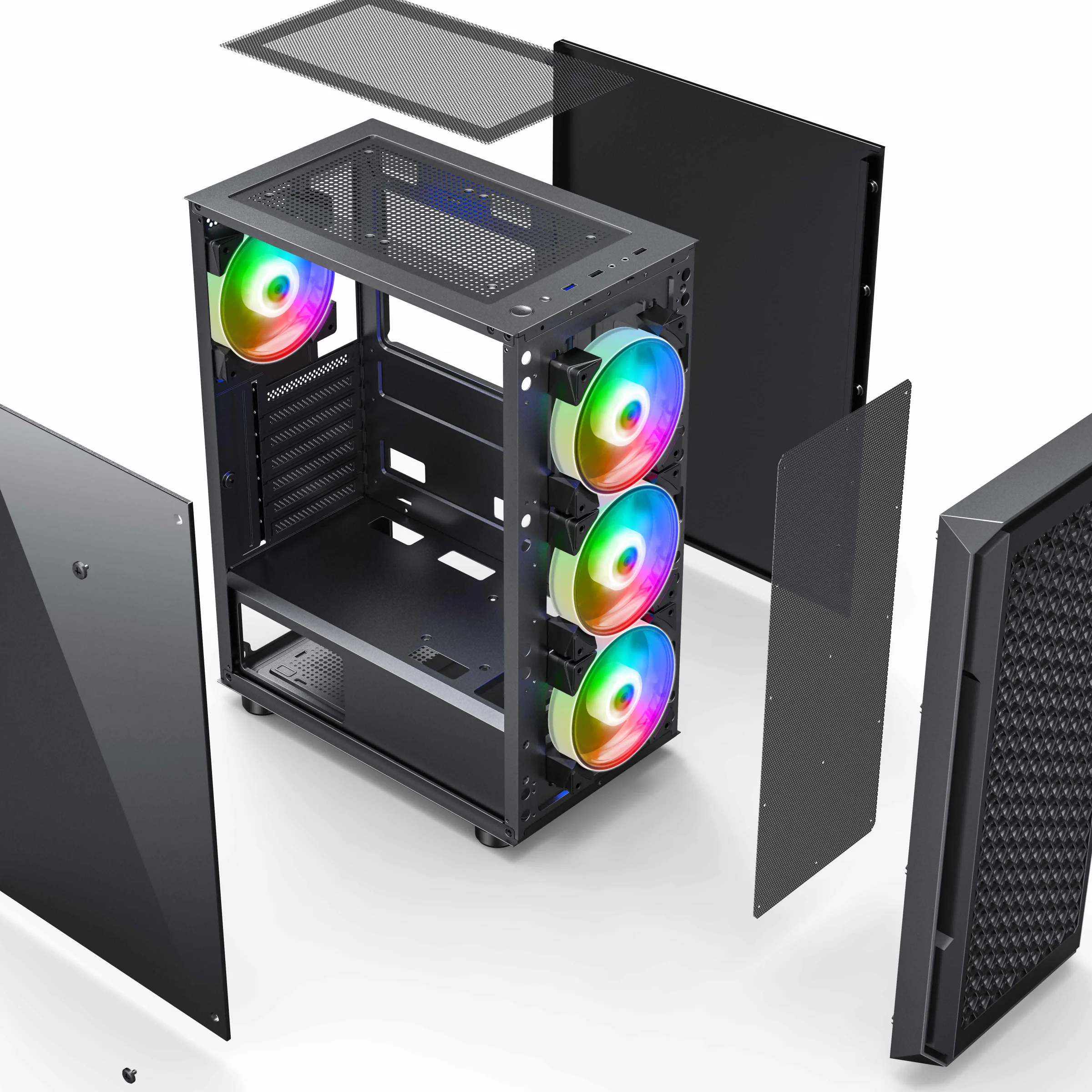SAMA корпус компьютера из закаленного стекла ATX Mid Tower игровой для USB3.0 ПК
