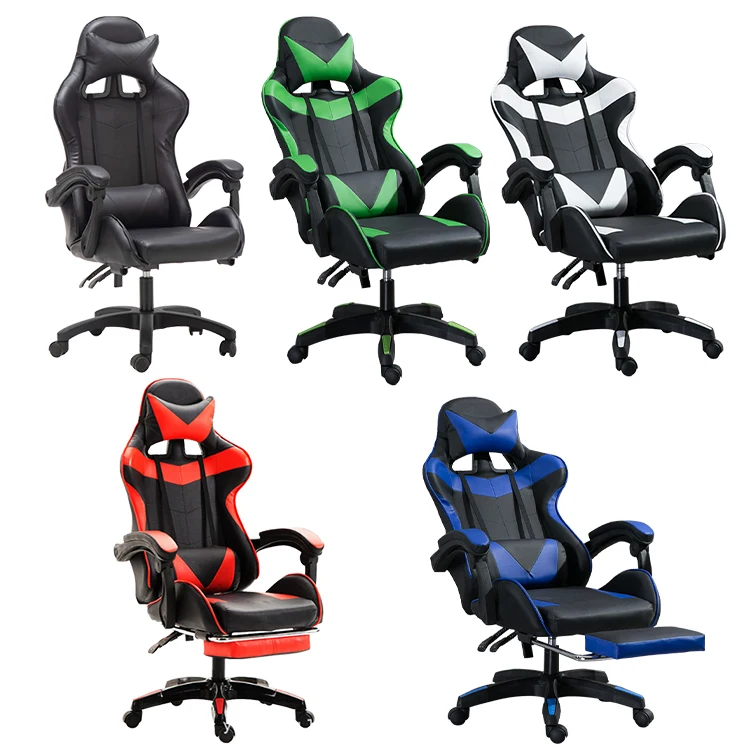 Custom color adjustable blue and white office computer desk swivel grey gaming chair