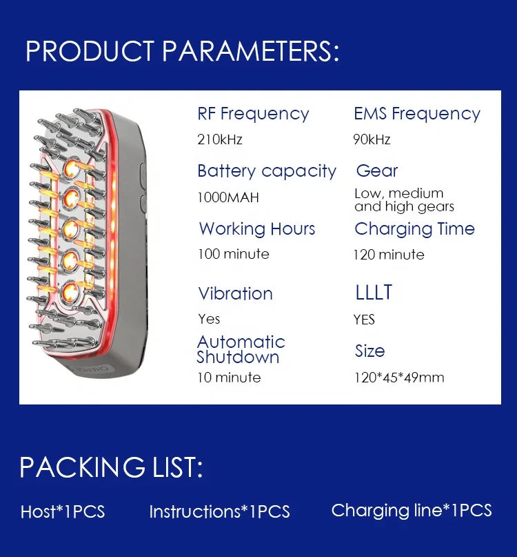 Лазерная расческа для роста волос, массажер для кожи головы для роста волос
