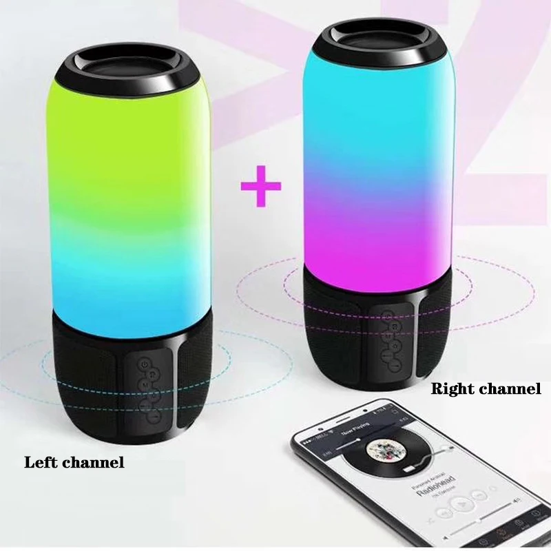 2022 New Design Cool RGB Breathing Light Speaker Wireless USB TF U Disk Radio Waterproof Portable Mini Subwoofer
