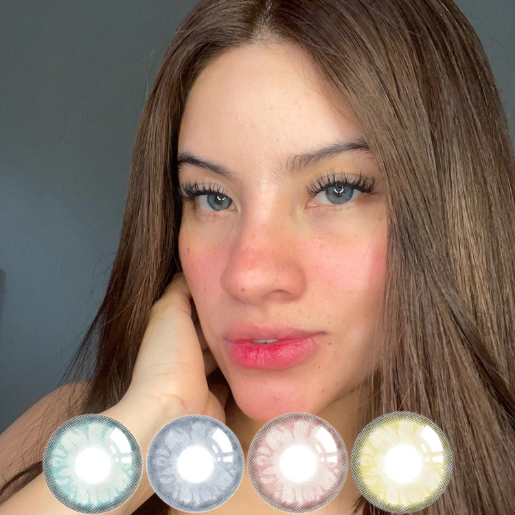 Private logo wholesale cheap price Meetone Gem green fresh colors 2 tone lady eye beauty color contact lenses