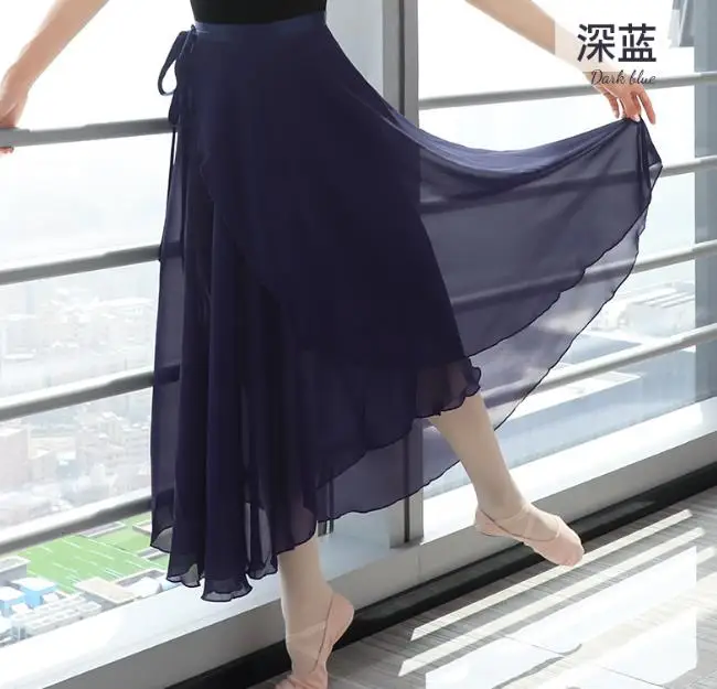 New 100% Polyester/Chiffon Elastic Waistband Ballet Dance Skirts for Adults Long Chiffon Ballet Skirts