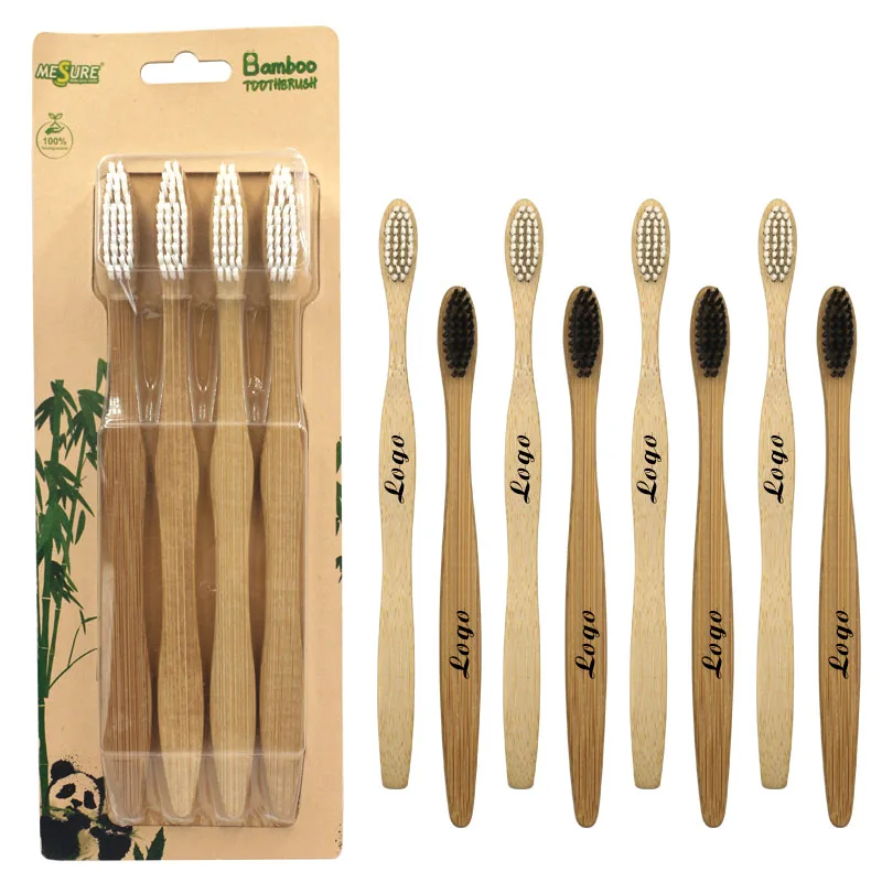Free Sample Wholesale custom wooden biodegradable bristle detachable nano bamboo toothbrush head  Adult fancy bamboo toothbrush
