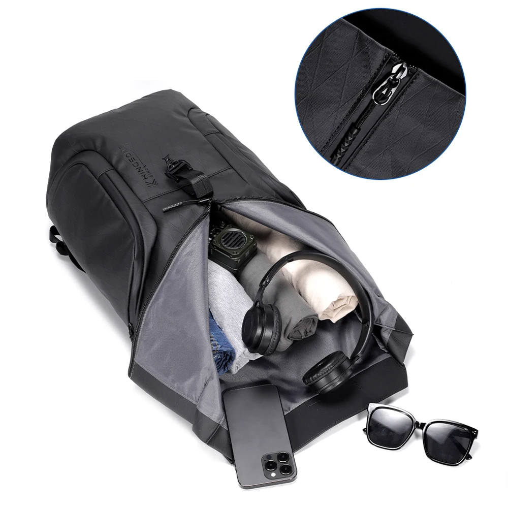 Kingsons waterproof outdoor backpack for traveling Cyber Punk style shinny laptop backpack for men leisure rucksack for riding