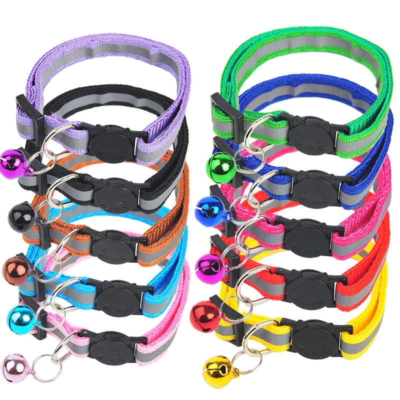 Pet Products Cat Collar Cartoon Cat Head Colored Bells Pet Accessories Reflective Dog Collar