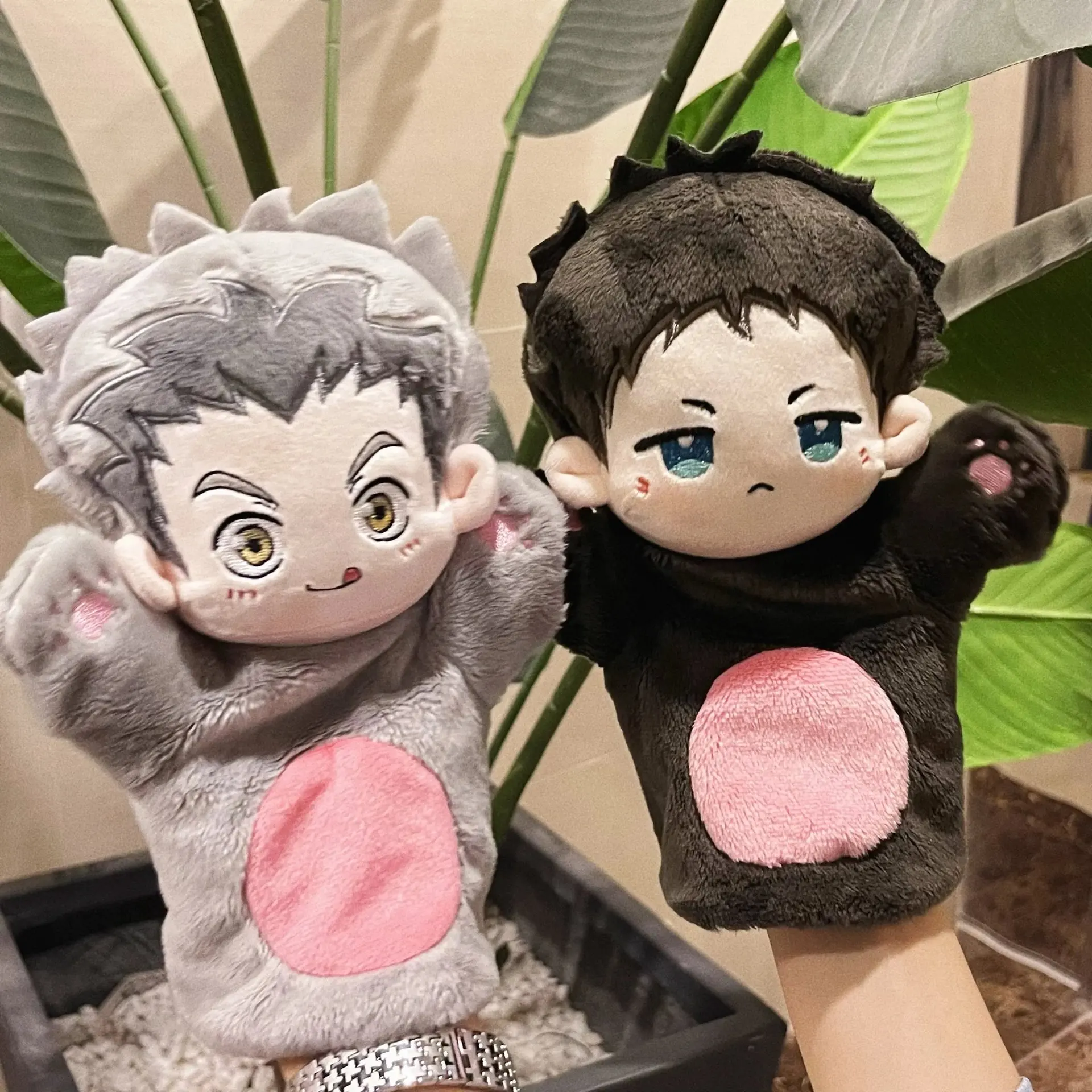 Wholesale cute cartoon boy plush figure doll funny toys kid anime hand puppet