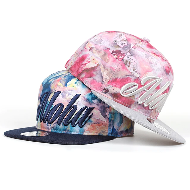 
OEM Fashion Flower 3d Embroidery Baseball Snapback Cap Printed Floral Wholesale Fitted Flat Bill Cap Custom Logo 5-panel Hat 