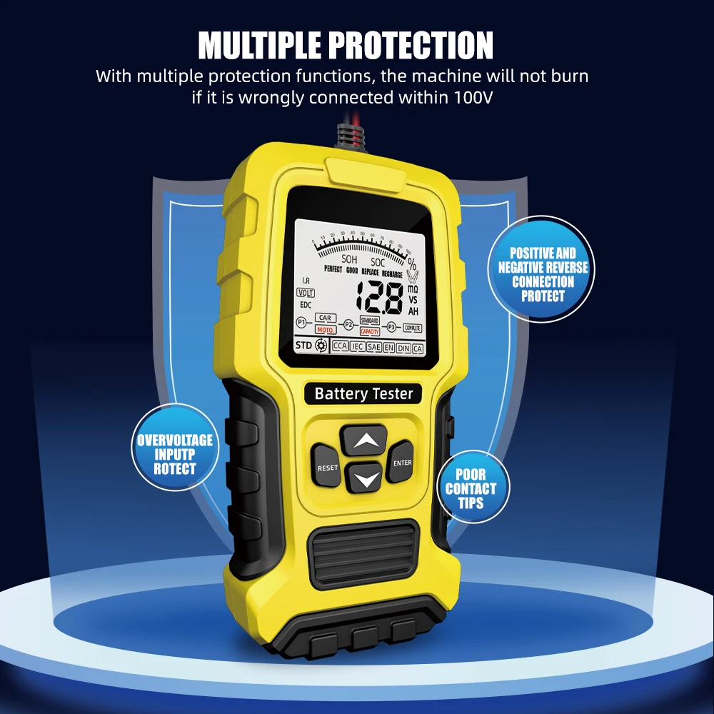 2024 New LCD Display Lead Acid Battery detector 12V 24V Battery Analyzer for Car Truck Motorcycle SUV Portable Battery Tester