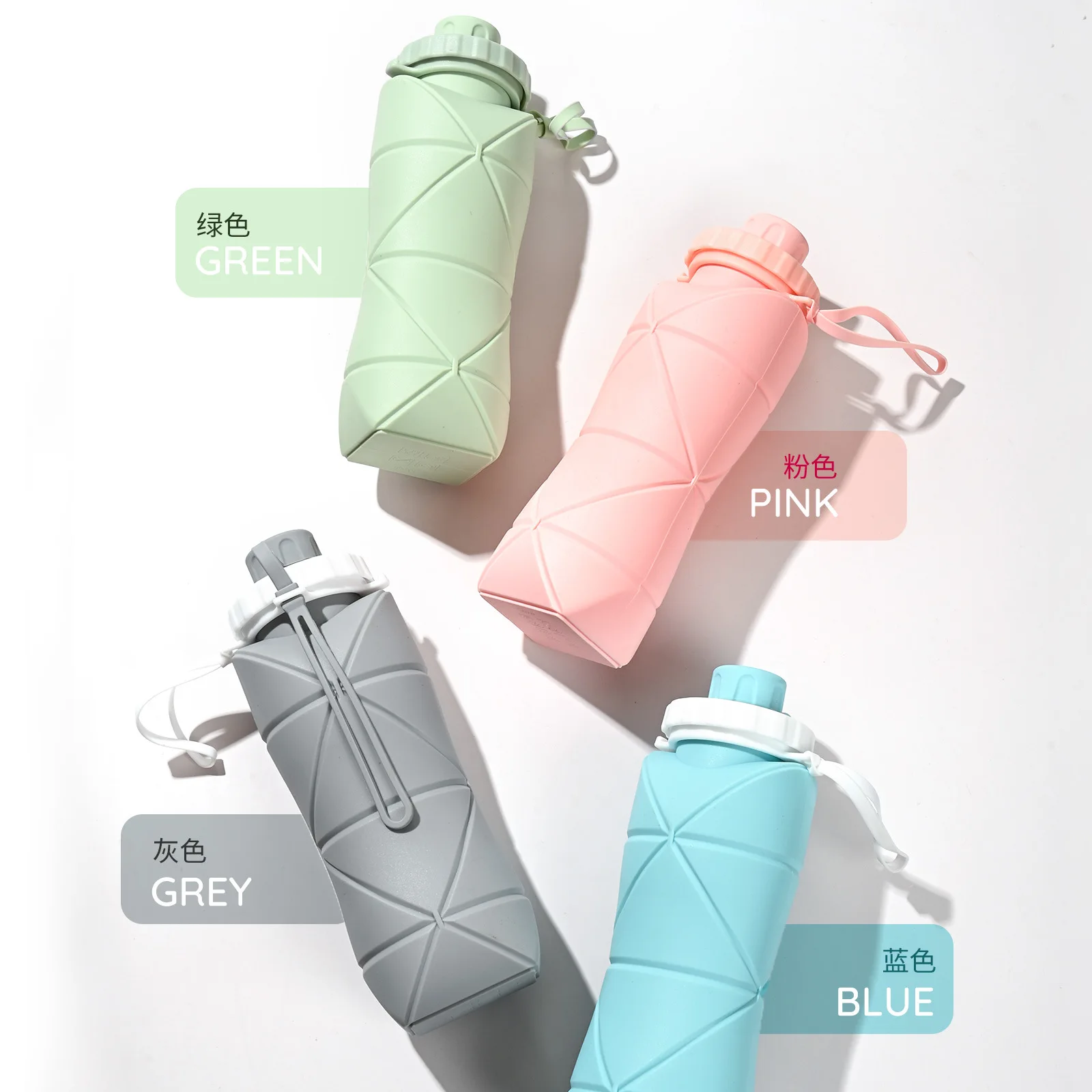 Reusable BPA Free Silicone Foldable Travel Water Bottle Cup Collapsible Water Bottles for Gym