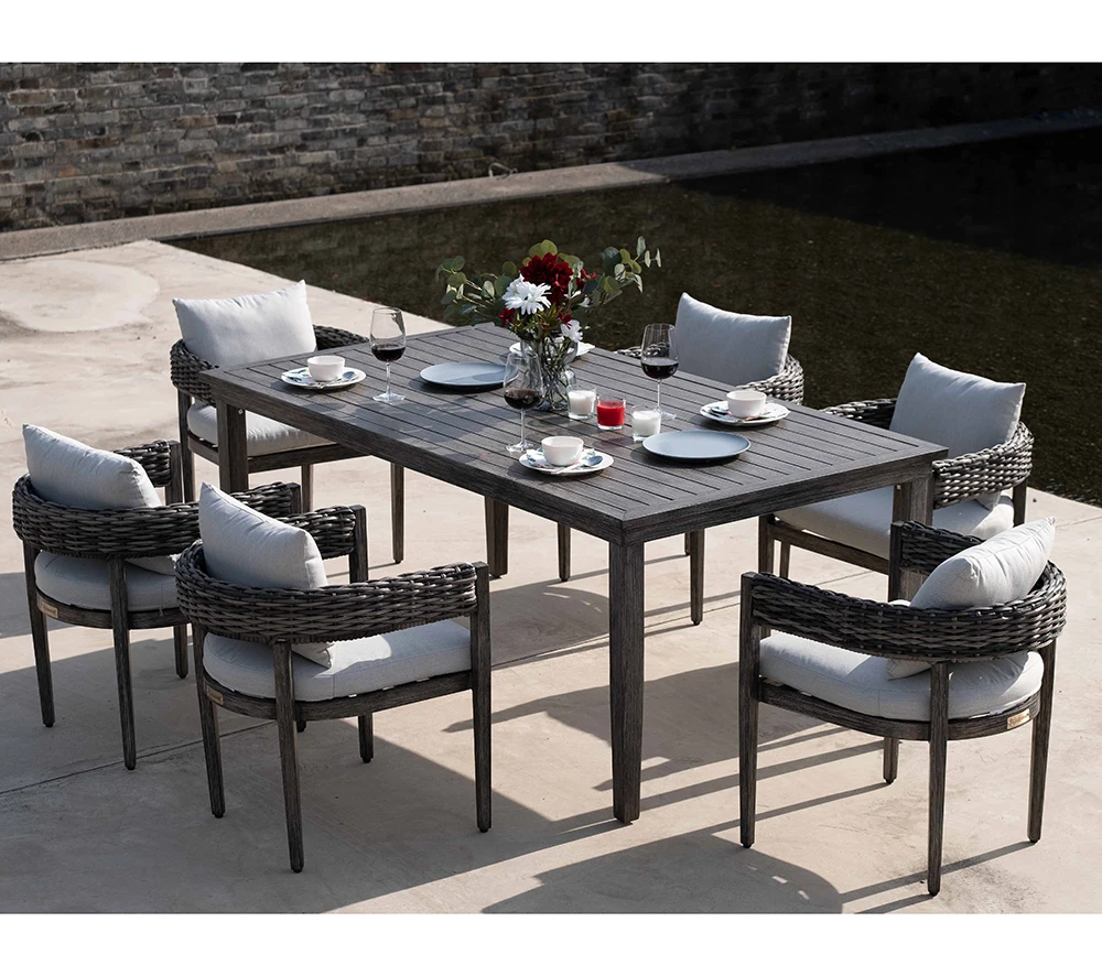 Sherman popular outdoor furniture 7 piece rattan outdoor dining furniture set