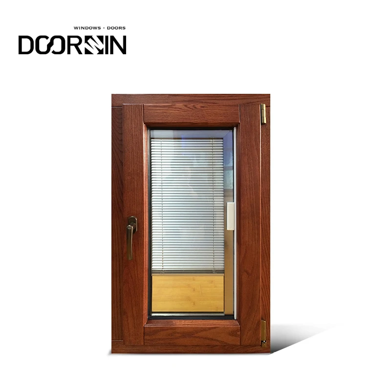 Doorwin Simple Design Anti Theft Soundproof Competitive Price Wood Tilt And Turn Glass Windows With Mosquito Net