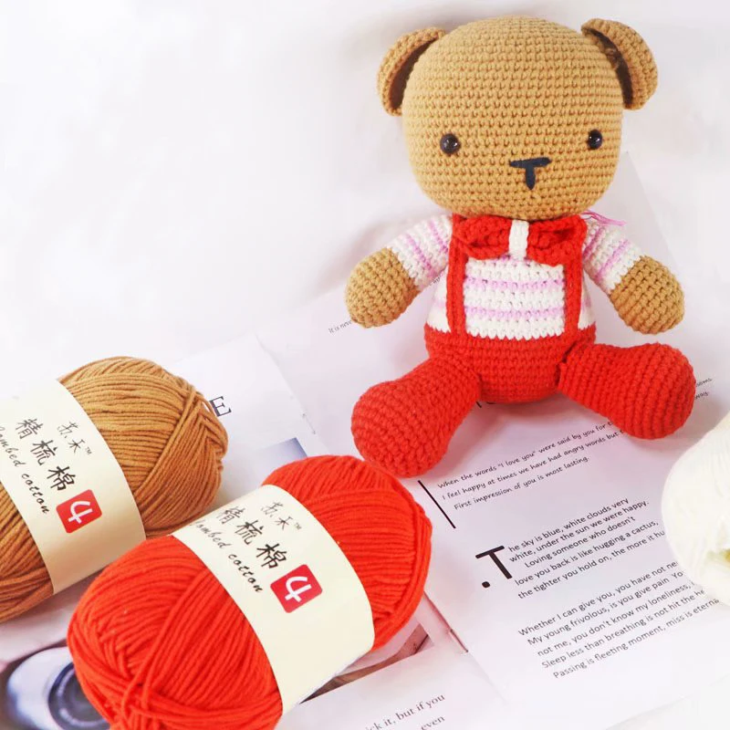 4 Strands Combed Milk Cotton Yarn Knitting Yarn DIY Doll Crochet Yarn Accessories Knitting Bag