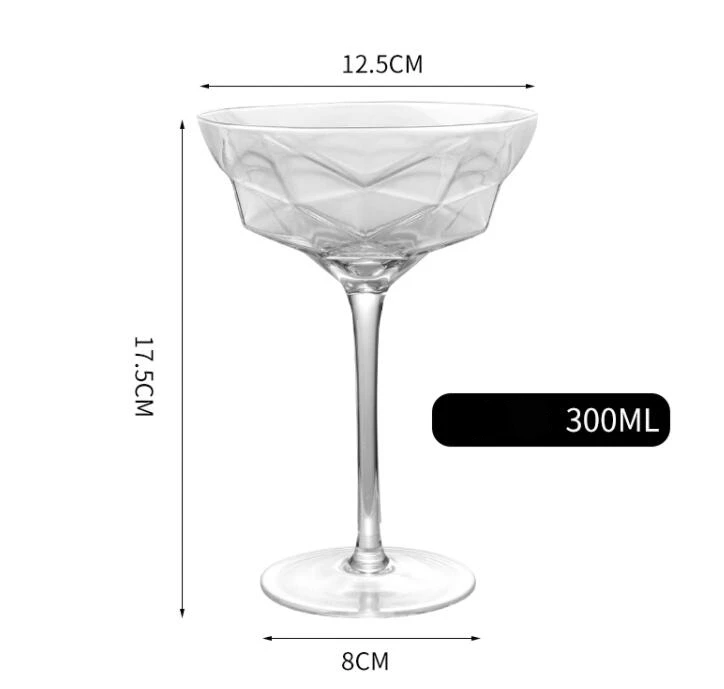 300ml lead free goblet glass ice cream dessert cup drinking crystal Margaret glass stem cocktail glasses