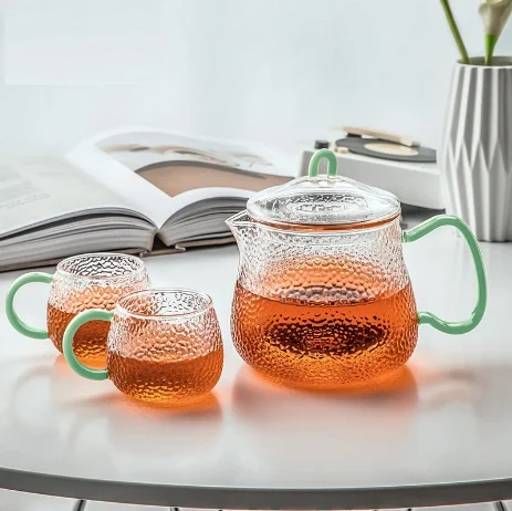 Glass filter teapot transparent flower teapot high temperature resistant teapot with infuser borosilicate glass