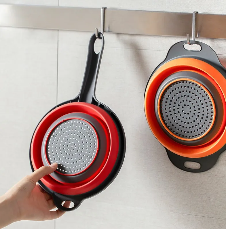 Durable Collapsible Fruit Vegetable Washing Basket Folding Drain Baskets with Handle