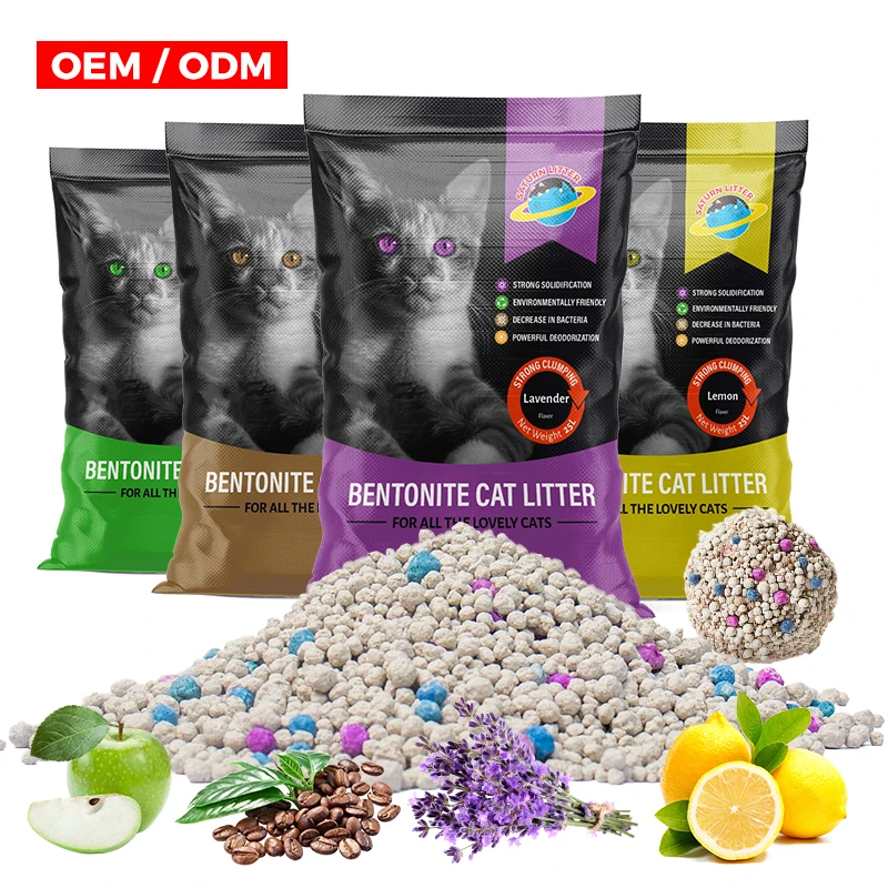 wholesale Custom eco friendly kitty litter premium quality clumping natural mineral multicolour Bentonite Cat Litter sand