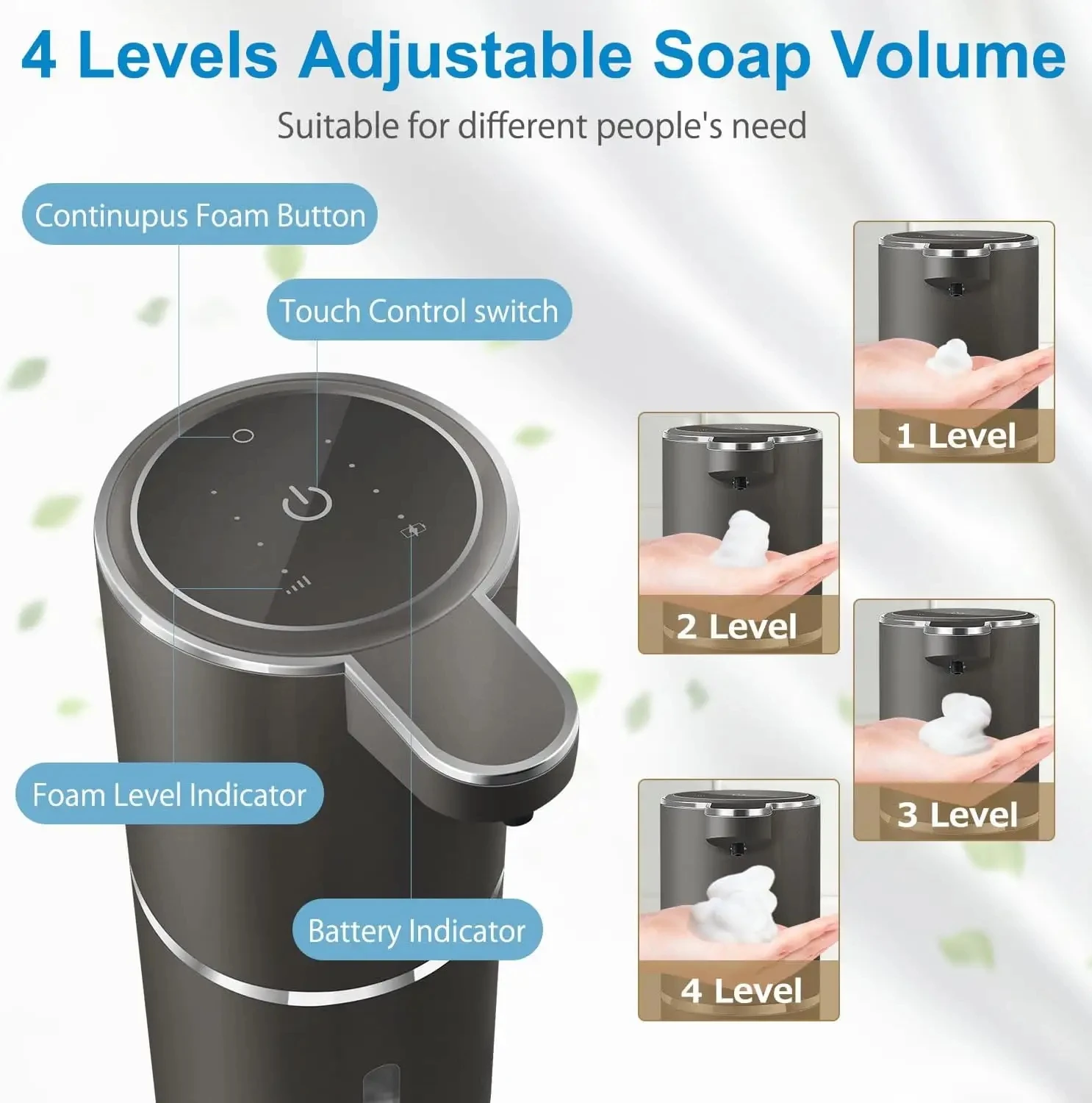 Home kitchen Contactless Automatic USB Sensor Foam Automatic Liquid Soap Dispenser