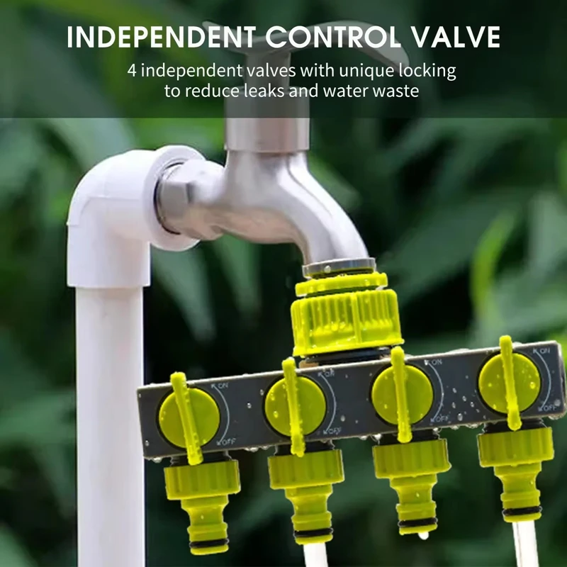 4 Way Garden Hose Splitters Faucet Diverter Tap Hose Connector Hose Pipe Splitter Water Distributor for Outdoor Faucet Sprinkle
