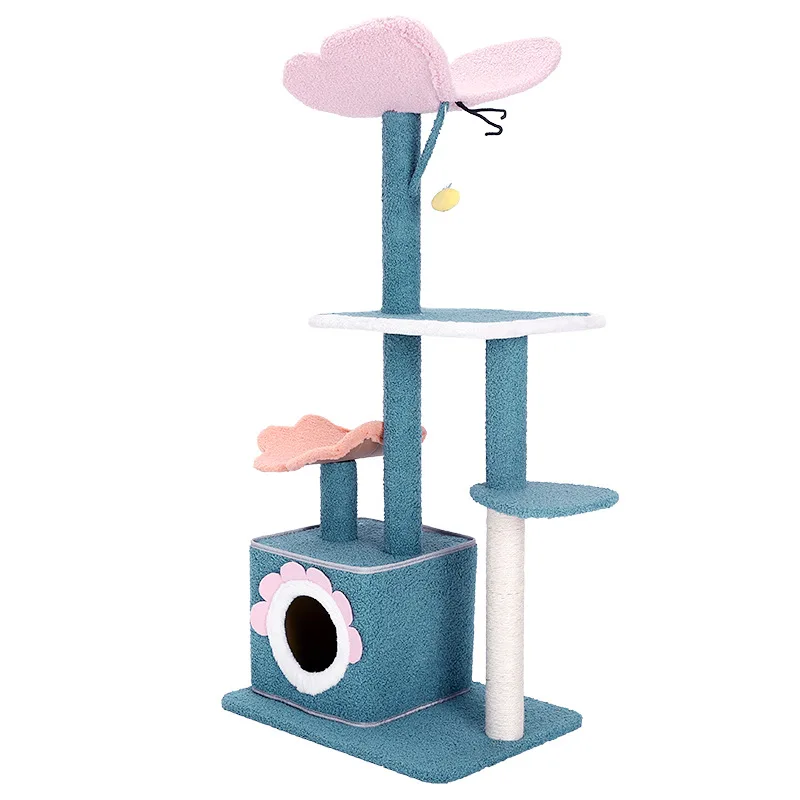 2021 new cat climbing frame small house flower cat nest cat tree one climbing pole
