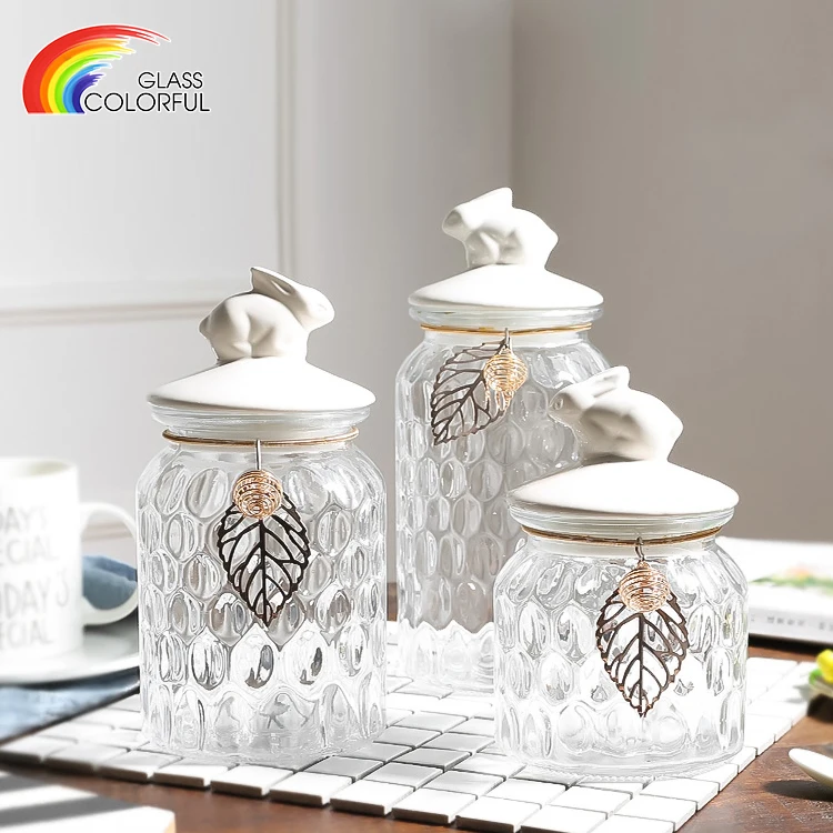 Home kitchen used glass jar containers glass storage jar glass jar with ceramic lid