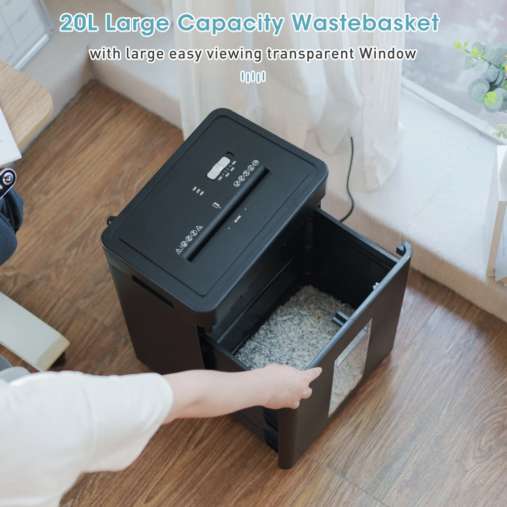 20L A4 paper shredder micro cut 2mm*12mm P5 Level 8 Sheets Applicable for small offices and homes for shredding bills and such