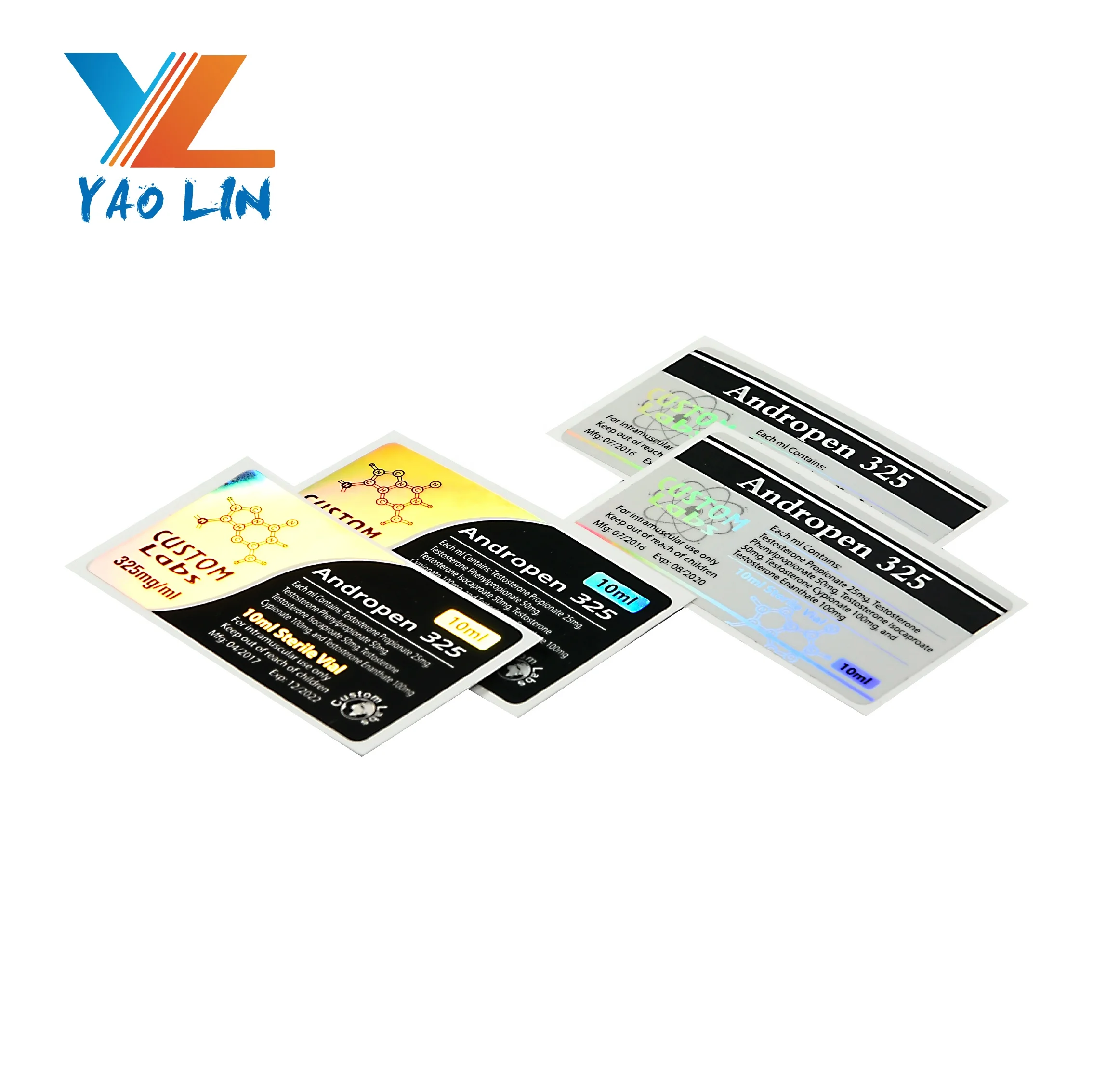 Custom printed steroid injection and tablets label waterproof glossy lamination 10ml hologram vial label