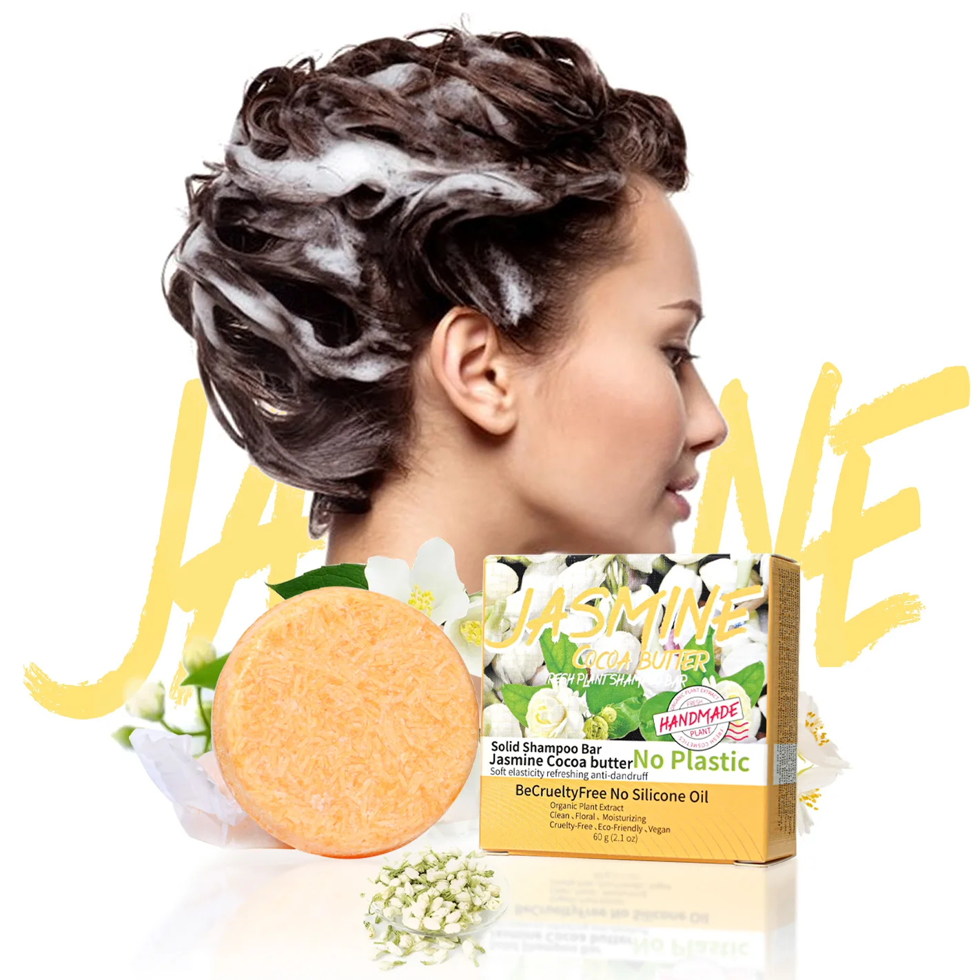 Jasmine shampoo bar plant essence hand soap essential oil soap oil control cleaning solid shampoo stick