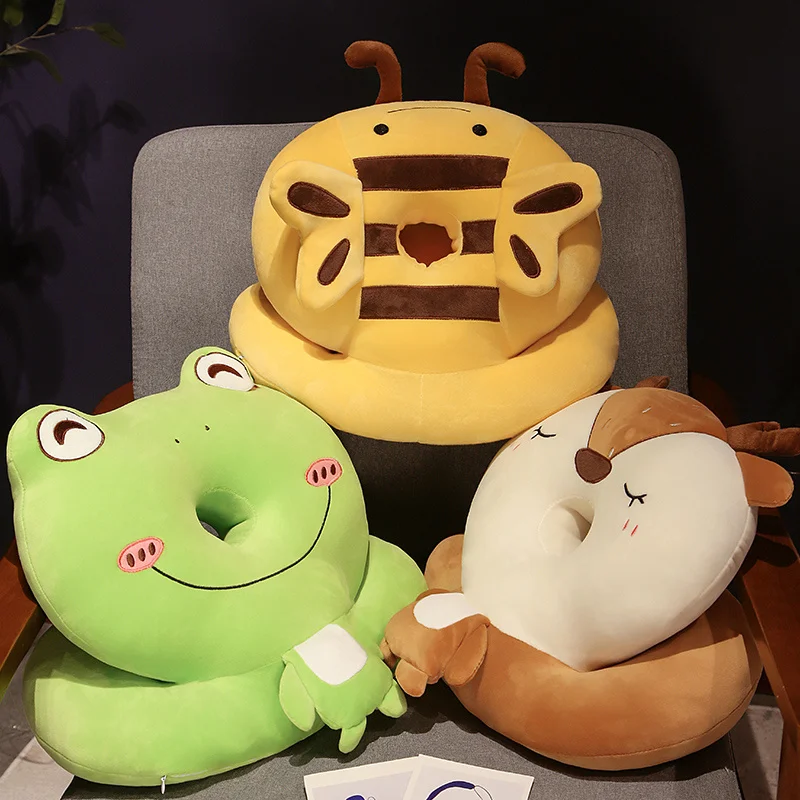 Hot Sale Super Soft Simulation Frog/Elk/Bee Nap Pillow Special Neck Protection Cute Animal Shape Pillow for Students/Workers Nap