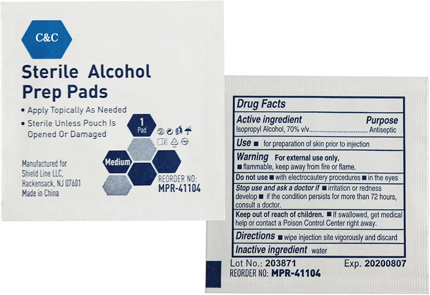 Individually-Wrapped Isopropyl Cotton Swabs Disposable Medium Square Size Alcohol Prep Pads