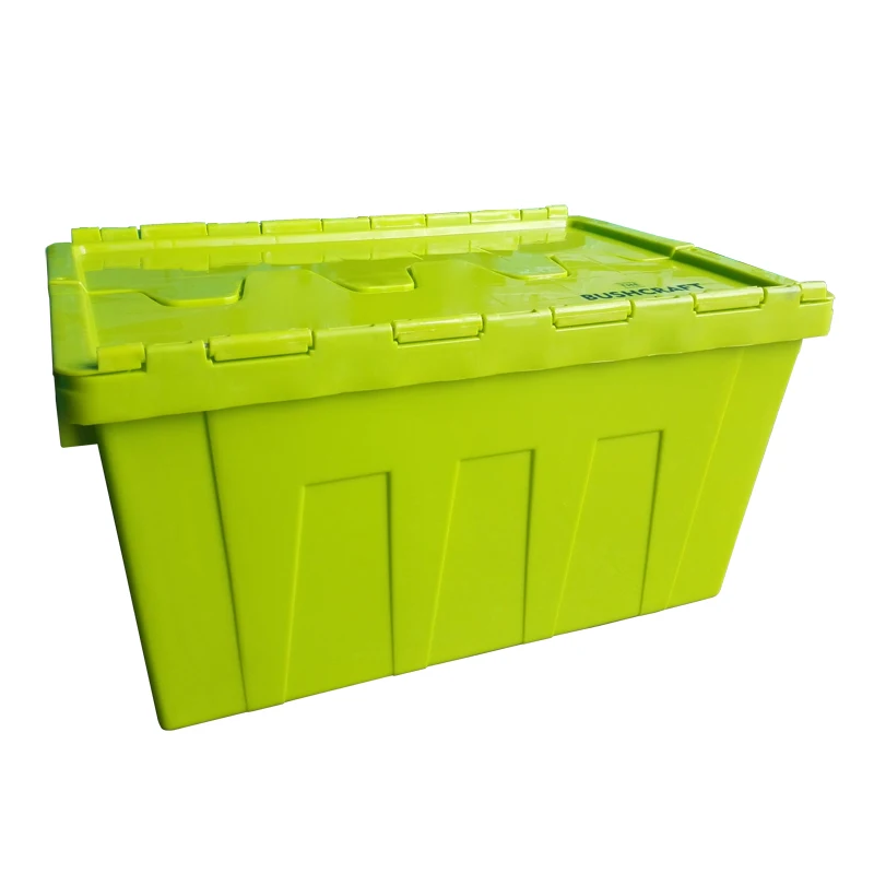 70L Large Plastic Foldable Lid Plastic stack and nest crates